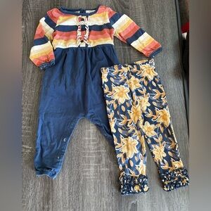 Ruffle Butts 12-18 Bundle- Long Sleeve Romper and Pants